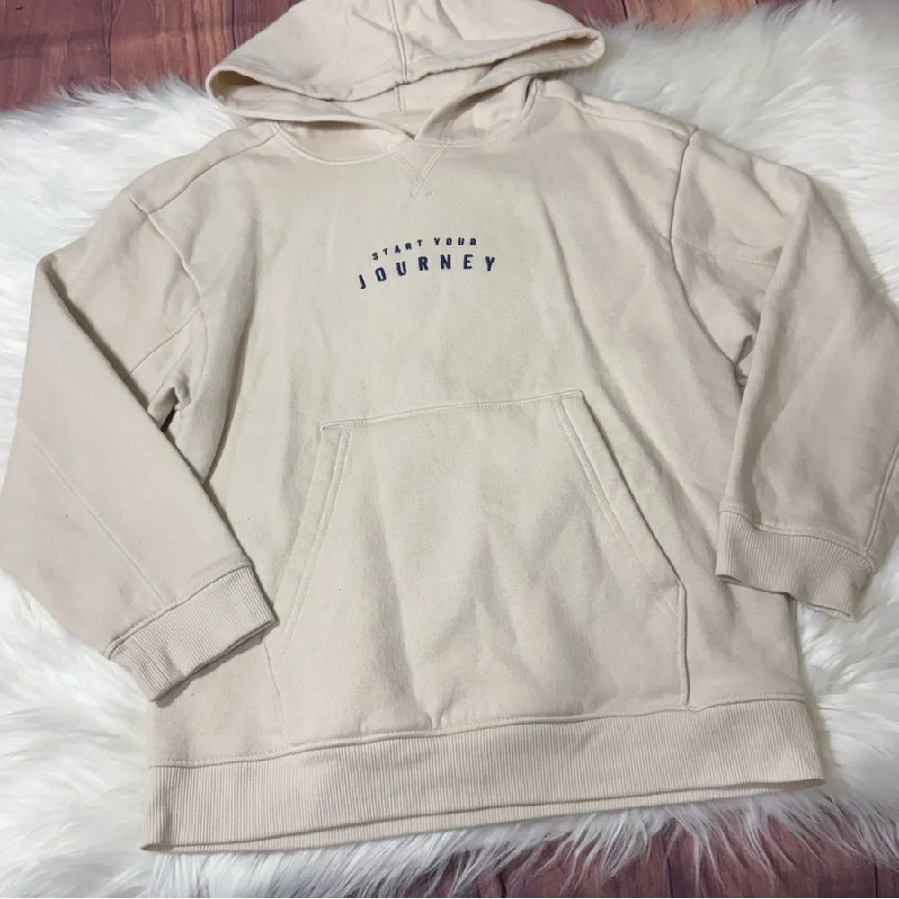 Cat & Jack Beige Pullover Hoodie Sweatshirt - Boys Size Small (6/7)
